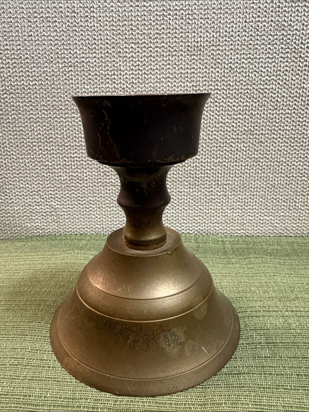 Antique-Style Bronze Pedestal Candle Holder - Brown